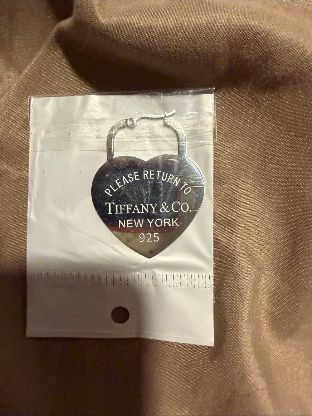 Not Rated Silver Heart Drop Earring with Engraved Text